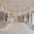 Modern Clothing Store Interior With Mannequins Displayed Outfits Hanging Clothes And Wall Mirrors