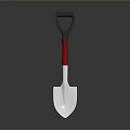 Ergonomic Metal Shovel with Black Handle Red Grip and Silver Blade for Home Use