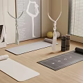 Yoga Room Interior With Multiple Mats Hammocks Exercise Ball And Equipment
