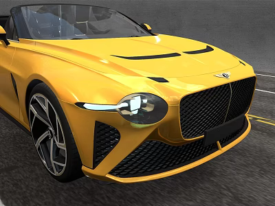 Yellow Convertible Sports Car Featuring Sporty Grille And Headlights Design 3d model