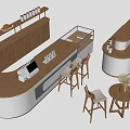 Modern Reception Desk Design With Wooden Countertop White Base Chairs Small Tables And Plant