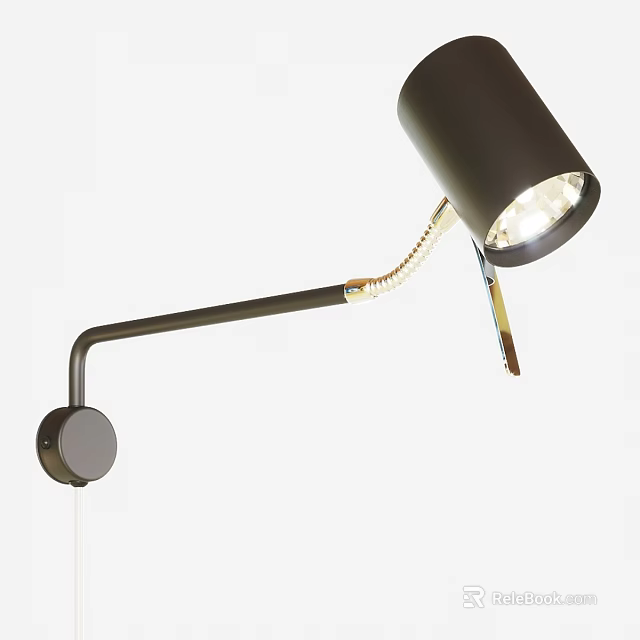 Modern Adjustable Wall Lamp With Sleek Metal Arm And Bright Illumination Design 3d model 