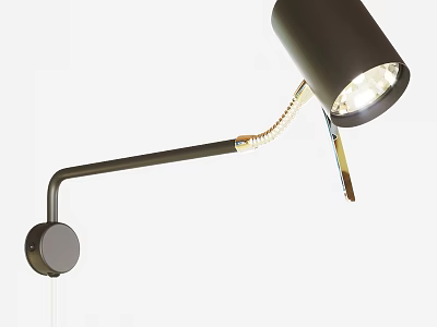 Modern Adjustable Wall Lamp With Sleek Metal Arm And Bright Illumination Design 3d model