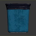 Blue Recycling Trash Can With Recycling Symbol And Trash Items Inside 3d model