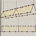Modern Linear Chandelier With Geometric Brass Frame And LED Light Fixtures