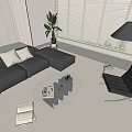 Modern Sofa Coffee Table Combination Leather Sofa Combination 3d model