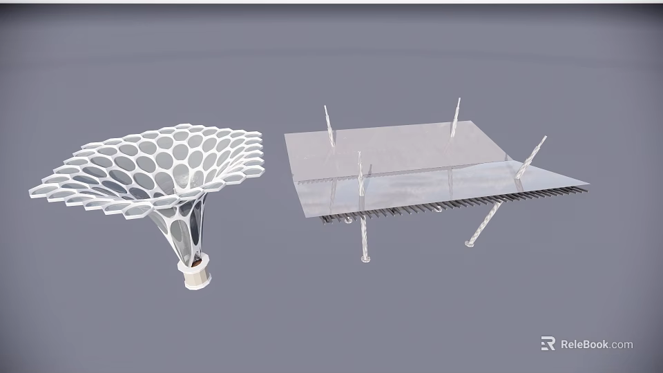 Detailed 3D Model of Geometric Mesh Structure and Spiked Panel Design 3d model 
