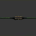 Green Bat Wing Shaped Fantasy Weapon With Golden Decoration And Dark Accents