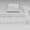 Metal Railings on Tiled Platforms with Straight and Curved Designs