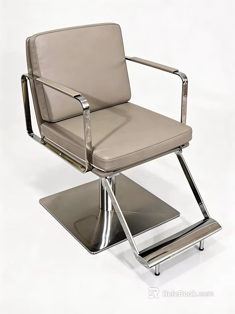 Modern Beige Upholstered Office Chair With Sleek Metal Frame And Square Base Design 3d model 