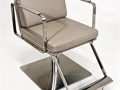 Modern Beige Upholstered Office Chair With Sleek Metal Frame And Square Base Design 3d model