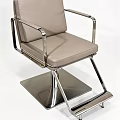 Modern Beige Upholstered Office Chair With Sleek Metal Frame And Square Base Design
