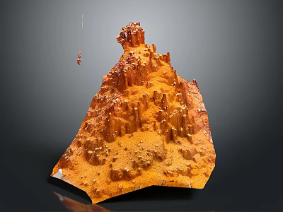 Orange Rocky Terrain With Jagged Peaks Deep Valleys And Textured Surface 3d model