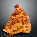 Orange Rocky Terrain With Jagged Peaks Deep Valleys And Textured Surface