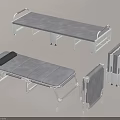 Portable Foldable Metal Frame Bed With Gray Mattress In Various Positions