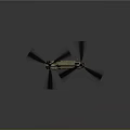 Military Khaki Twin Rotor Helicopter Flying With Rotating Rotors Against Grey Background