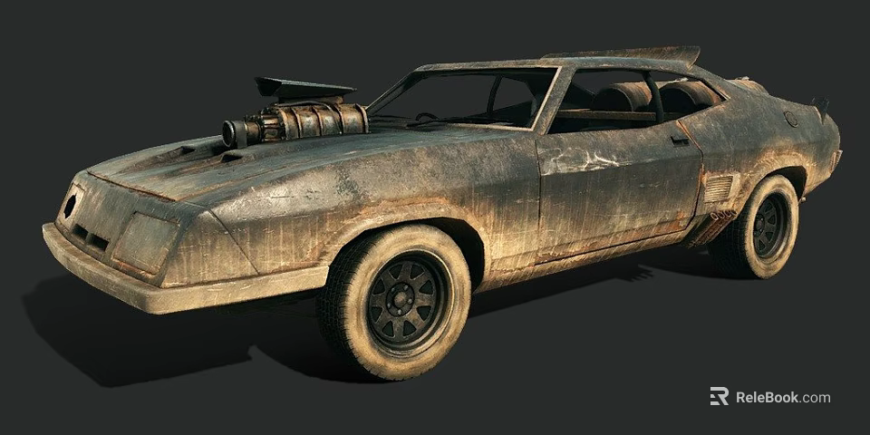 Rusty Post Apocalyptic Car With Modified Engine And Worn Exterior 3d model