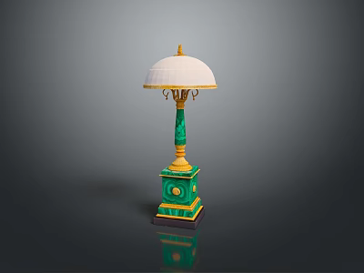 Elegant Green Gold Table Lamp Combination With White Lampshade And Decorative Base 3d model