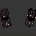 Shiny Black Sports Car Models With Gold Accents And Star Patterns