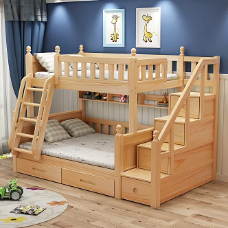 Nordic Bed Solid Wood Bed 3d model