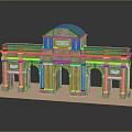 Classical Arch Building Model With Multiple Arches Columns And Blue Stone Roof