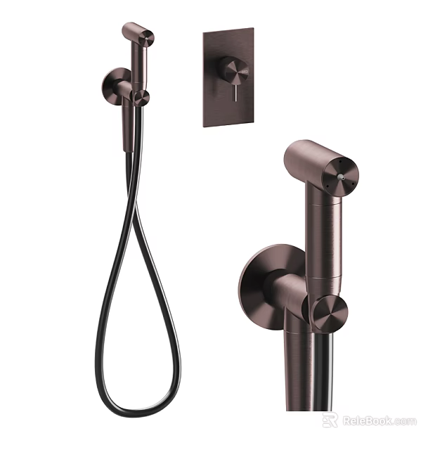 Modern Wall Mounted Shower Faucet With Handheld Spray And Fixed Head 3d model 