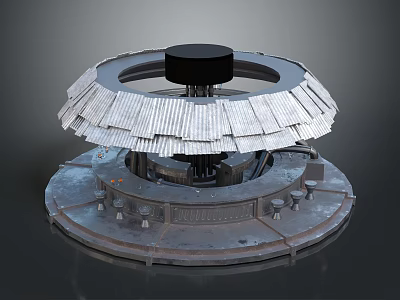 Industrial Circular Mechanical Structure With Multi Layer Metal Design And Black Top Component 3d model