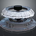Industrial Circular Mechanical Structure With Multi Layer Metal Design And Black Top Component 3d model