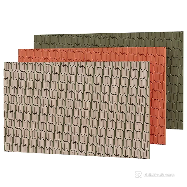 Beige Orange Green Geometric Pattern Wall Decor with Curved Design for Modern Interiors 3d model 