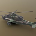 Detailed Military Attack Helicopter With Camouflage Paint Rotors Weapon Systems And Cockpit