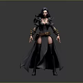 Fantasy Woman With Blue Hair Black Robe Belt And Knee High Boots