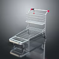 Sturdy Metal Shopping Cart With Upper Wire Basket Lower Shelf Red Handles Smooth Rolling Wheels