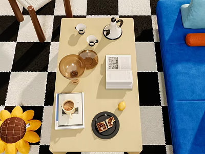 Elegant Decorative Ornament Set With Sunflower Coffee Cup Book Vase Tray And Lemon 3d model