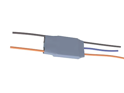Gray Electrical Connector With Orange Blue Black Wires For Electrical Connections 3d model