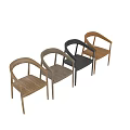 Modern Minimalist Wooden Accent Chair With Curved Armrests And Sleek Frame