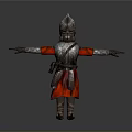 A Man In Silver Armor And Red Robe With Arms Outstretched On Gray Background