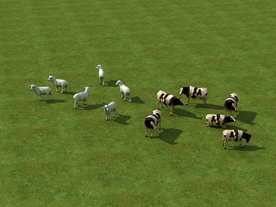 Green Grassland Habitat With Various Reptiles Roaming And Sunbathing Calmly 3d model