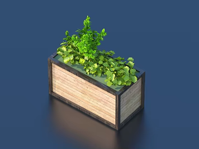 Bonsai Potted Plant in Rectangular Wooden Pot with Lush Green Foliage for Indoor Decor 3d model