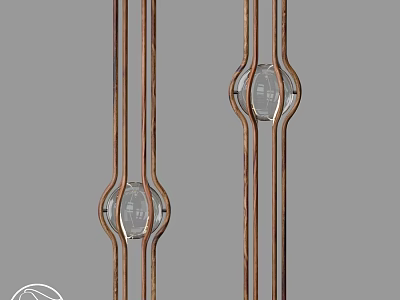 Elegant Modern Floor Lamp Featuring Transparent Glass Shade And Metal Striped Frame 3d model