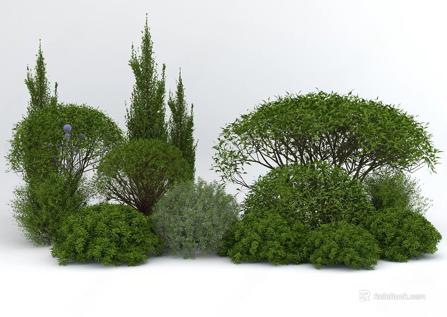 Lush Green Shrubs With Various Shapes And Sizes For Outdoor Garden Landscaping 3d model 