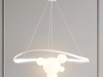 Modern Minimalist White Pendant Light With Circular Frame And Spherical Design Elements 3d model