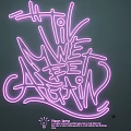 Pink Neon Graffiti Style Lighting Combination with Artistic Design on Dark Green Wall