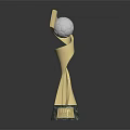 Elegant Golden Trophy With Sphere Top And Marble Base Design 3d model