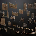 Various Bamboo Fence Structures Design Elements With Different Shapes And Sizes