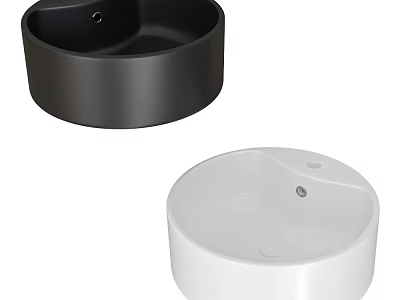 Elegant Modern Round Black And White Ceramic Countertop Wash Basins 3d model