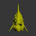 Blue And Yellow Monster Fish With Spiked Dorsal Fin And Sharp Teeth