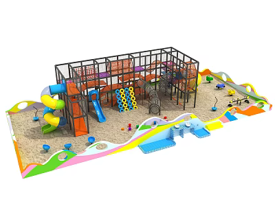 Modern Amusement Equipment Sand Pool Expansion Climbing Slide Combination 3d model