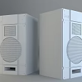 Two Wooden Case Speakers with Black Front Panel and Modern Design 3d model