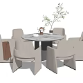 Modern Dining Table and Chair Combination Round Table Dining Table and Chair Combination 3d model