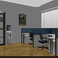 Public Office Space Interior With Cubicles Desks Ergonomic Chairs Wooden Flooring And Window Blinds